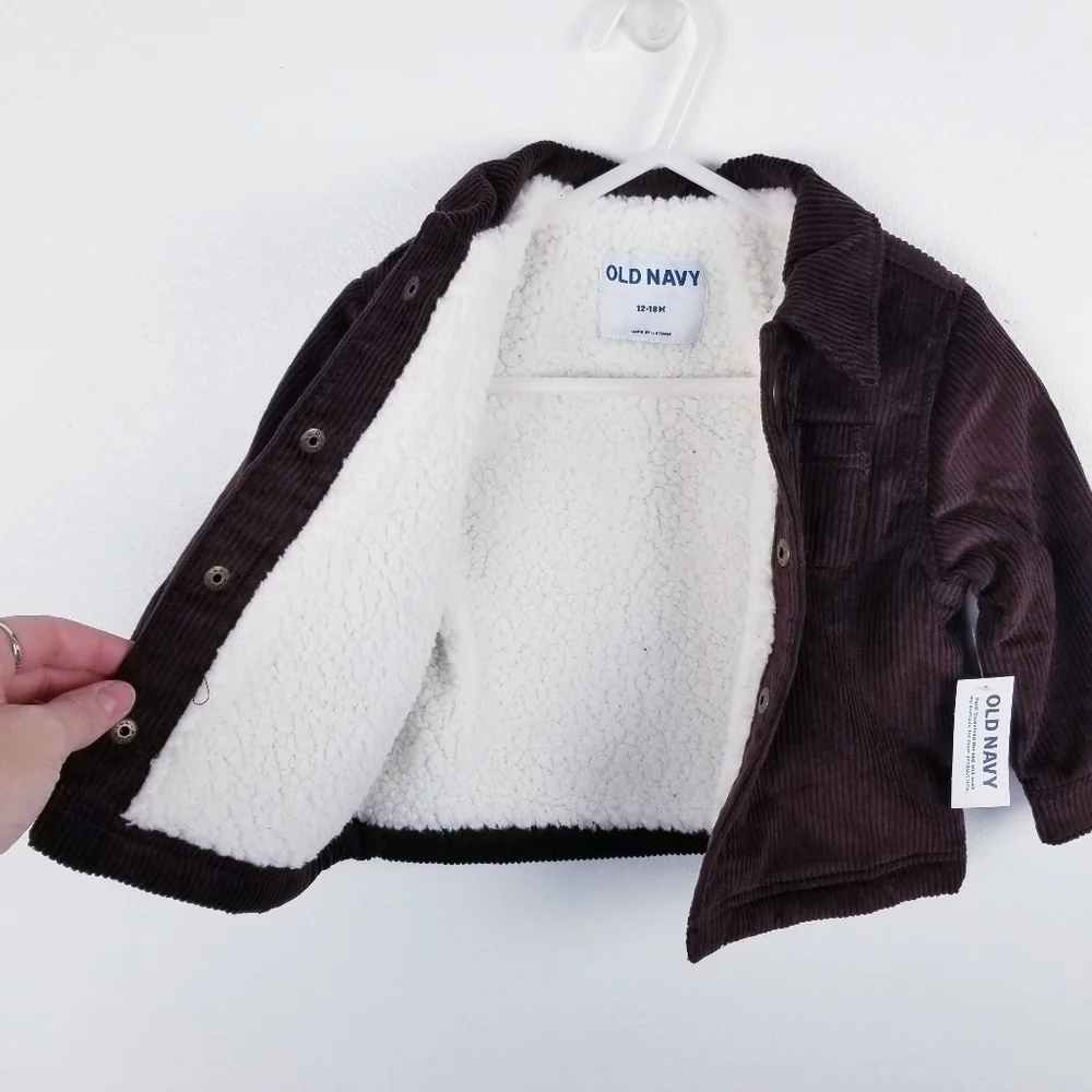 Old Navy #414714 Brown Sherpa-Lined Corduroy Shacket  for Baby NWT 12-18 Months